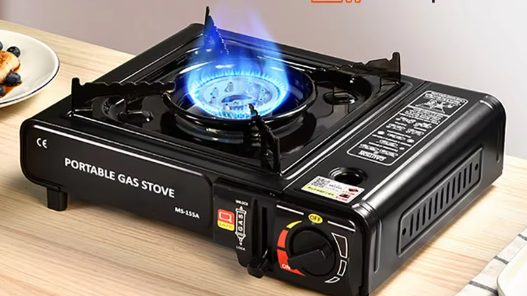 Draagbaar Gasfornuis – Compact Outdoor Campingfornuis met Winddichte Ring en Verstelbare Vuurkracht