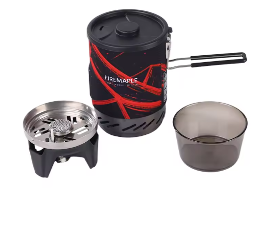 Draagbaar Camping Kooksysteem – Gasbrander met Warmtewisselaar, Pan en Kom voor Outdoor Gebruik
