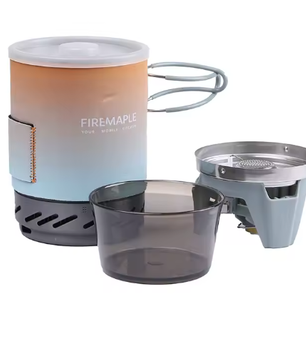 Draagbaar Camping Kooksysteem – Gasbrander met Warmtewisselaar, Pan en Kom voor Outdoor Gebruik