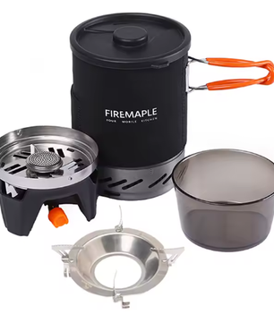 Draagbaar Camping Kooksysteem – Gasbrander met Warmtewisselaar, Pan en Kom voor Outdoor Gebruik