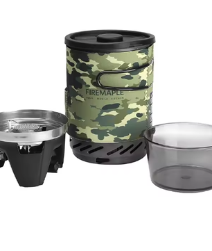 Draagbaar Camping Kooksysteem – Gasbrander met Warmtewisselaar, Pan en Kom voor Outdoor Gebruik