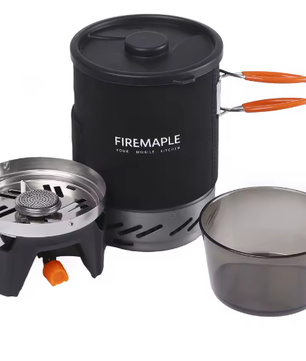 Draagbaar Camping Kooksysteem – Gasbrander met Warmtewisselaar, Pan en Kom voor Outdoor Gebruik