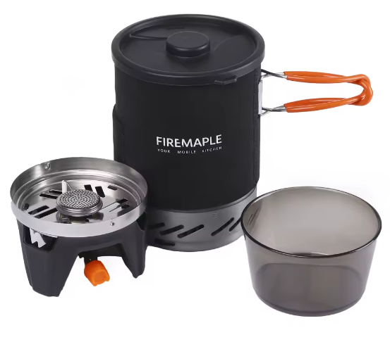 Draagbaar Camping Kooksysteem – Gasbrander met Warmtewisselaar, Pan en Kom voor Outdoor Gebruik