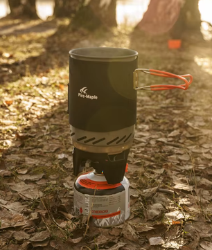 Draagbaar Camping Kooksysteem – Gasbrander met Warmtewisselaar, Pan en Kom voor Outdoor Gebruik