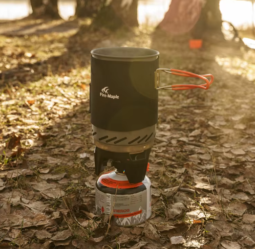 Draagbaar Camping Kooksysteem – Gasbrander met Warmtewisselaar, Pan en Kom voor Outdoor Gebruik