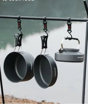 Draagbare Camping Pannenset – Compacte Outdoor Kookset met Pot, Waterkoker en Servies