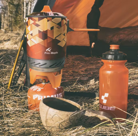 Draagbaar Camping Kooksysteem – Gasfornuis met Warmtewisselaar en Opvouwbare Pan voor Outdoor Gebruik