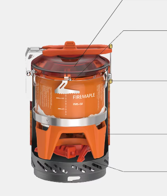 Draagbaar Camping Kooksysteem – Gasfornuis met Warmtewisselaar en Opvouwbare Pan voor Outdoor Gebruik
