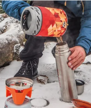 Draagbaar Camping Kooksysteem – Gasfornuis met Warmtewisselaar en Opvouwbare Pan voor Outdoor Gebruik