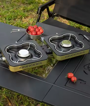Draagbaar Camping Gasfornuis – Dubbele Brander Kooktoestel met Hoge Vuurkracht en Opvouwbaar Design