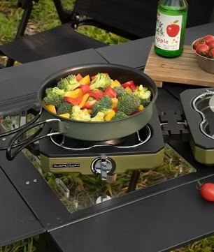 Draagbaar Camping Gasfornuis – Dubbele Brander Kooktoestel met Hoge Vuurkracht en Opvouwbaar Design