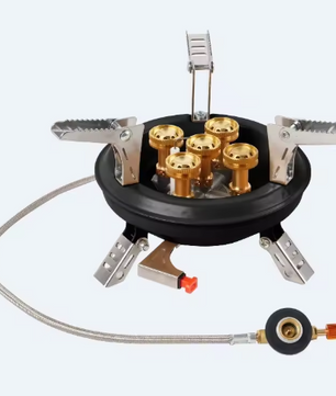 Krachtig Camping Gasfornuis – Vijfkern Brander met Hoge Vuurkracht voor Outdoor en Barbecue
