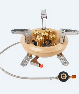 Krachtig Camping Gasfornuis – Vijfkern Brander met Hoge Vuurkracht voor Outdoor en Barbecue