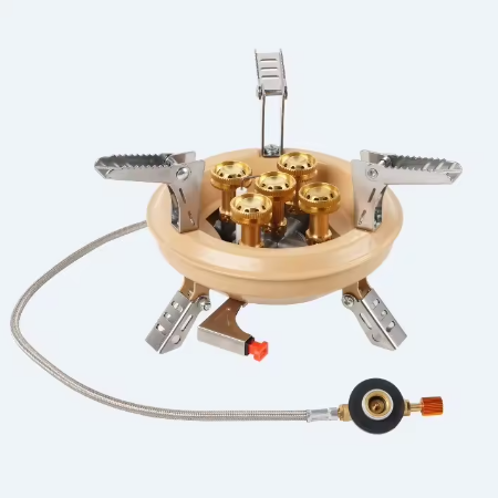 Krachtig Camping Gasfornuis – Vijfkern Brander met Hoge Vuurkracht voor Outdoor en Barbecue