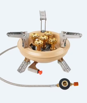 Krachtig Camping Gasfornuis – Vijfkern Brander met Hoge Vuurkracht voor Outdoor en Barbecue