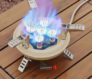 Krachtig Camping Gasfornuis – Vijfkern Brander met Hoge Vuurkracht voor Outdoor en Barbecue