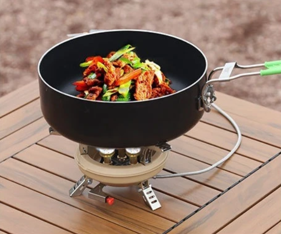 Krachtig Camping Gasfornuis – Vijfkern Brander met Hoge Vuurkracht voor Outdoor en Barbecue