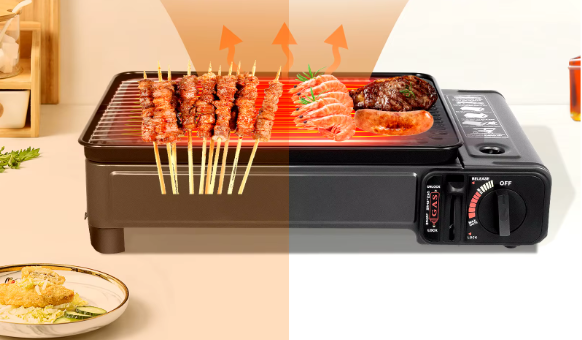 Draagbare Camping Grill – Gasfornuis met Grillplaat en Accessoires voor Outdoor Koken