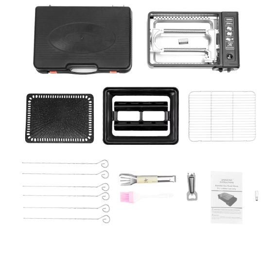 Draagbare Camping Grill – Gasfornuis met Grillplaat en Accessoires voor Outdoor Koken