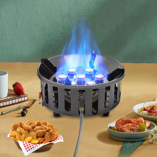 Krachtig Camping Gasfornuis – 7-Core Brander met 21000W en Winddicht Ontwerp voor Outdoor Koken