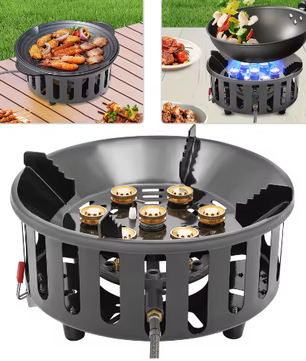 Krachtig Camping Gasfornuis – 7-Core Brander met 21000W en Winddicht Ontwerp voor Outdoor Koken