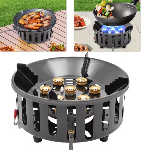 Krachtig Camping Gasfornuis – 7-Core Brander met 21000W en Winddicht Ontwerp voor Outdoor Koken