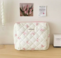 Katoenen Toilettas met Strik – Gewatteerde Make-up Organizer met Ritssluiting voor Dames en Meisjes