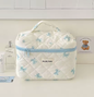 Katoenen Toilettas met Strik – Gewatteerde Make-up Organizer met Ritssluiting voor Dames en Meisjes