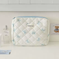 Katoenen Toilettas met Strik – Gewatteerde Make-up Organizer met Ritssluiting voor Dames en Meisjes