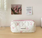 Katoenen Toilettas met Strik – Gewatteerde Make-up Organizer met Ritssluiting voor Dames en Meisjes