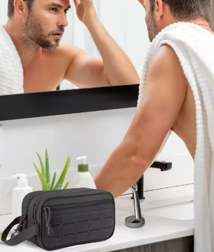 Toilettas voor Mannen – Compacte Reistas met Rits en Molle Systeem voor Scheren en Hygiëne