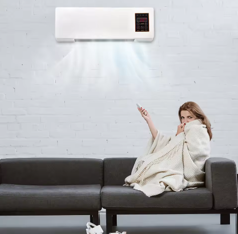 Wand Airconditioner met Afstandsbediening – 2-in-1 Verwarmen en Ventileren, Compact en Energiezuinig