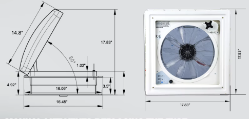 RV Dakventilator 40x40 cm – 10 Snelheden, Omkeerbare Luchtstroom, Stil met Afstandsbediening