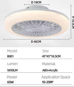 Plafondventilator met Verlichting – Smart Dimbaar, Stil, 6 Snelheden en Afstandsbediening