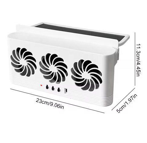 Auto Ventilator op Zonne-energie – 3 Ventilatoren, Raamventilatie met USB en Geurverwijdering