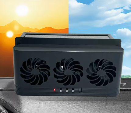 Auto Ventilator op Zonne-energie – 3 Ventilatoren, Raamventilatie met USB en Geurverwijdering