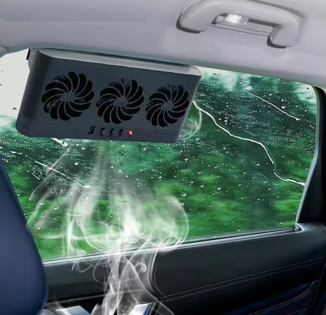 Auto Ventilator op Zonne-energie – 3 Ventilatoren, Raamventilatie met USB en Geurverwijdering