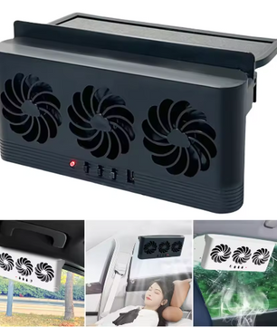 Auto Ventilator op Zonne-energie – 3 Ventilatoren, Raamventilatie met USB en Geurverwijdering