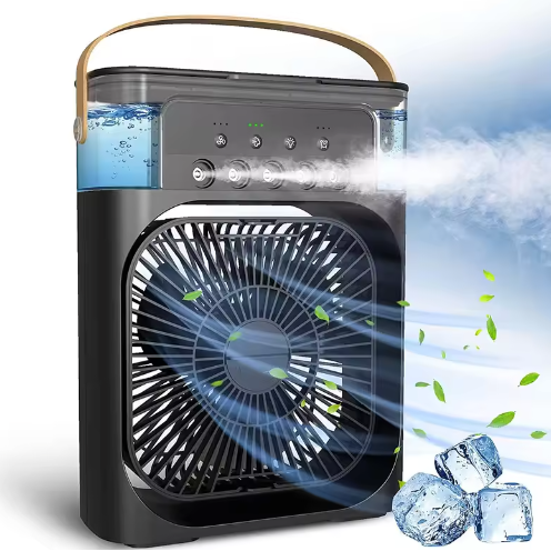 3-in-1 Luchtkoeler Ventilator – Aircooler, Luchtbevochtiger en LED Nachtlamp met USB
