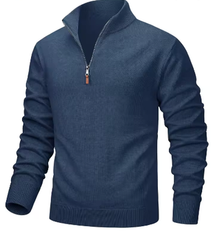 Heren Trui 1/4 Rits – Gebreid Katoen, Lange Mouw, Warm en Casual Business