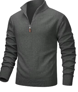 Heren Trui 1/4 Rits – Gebreid Katoen, Lange Mouw, Warm en Casual Business