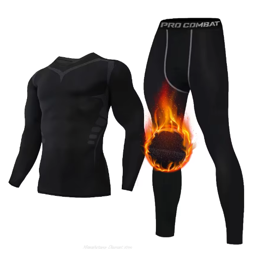 Heren Thermisch Ondergoed Set – 2-Delig Fleece, Warm, Compressie en Comfortabel