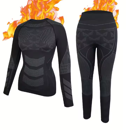 Dames Thermisch Ondergoed Set – 2-Delig Warm, Ademend en Stretch Basislaag