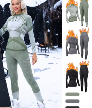 Dames Thermisch Ondergoed Set – Naadloos, Vochtafvoerend, Stretch en Comfortabele Basislaag