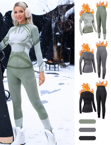 Dames Thermisch Ondergoed Set – Naadloos, Vochtafvoerend, Stretch en Comfortabele Basislaag