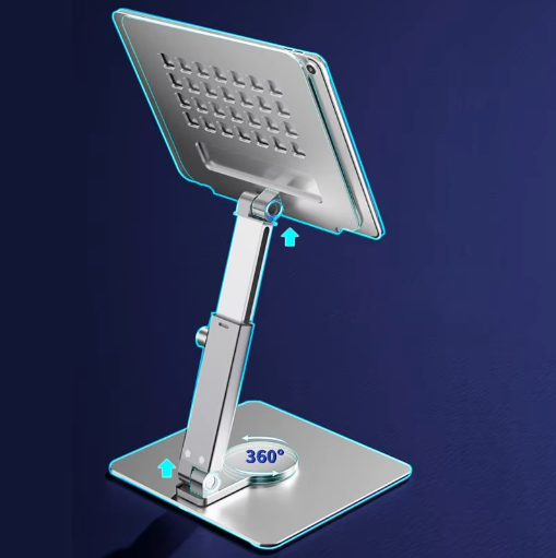 360° Roterende Aluminium Tabletstandaard – Opvouwbaar en Verstelbaar Bureauhouder