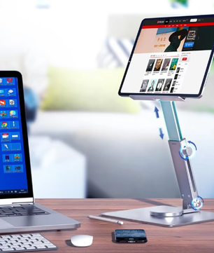 360° Roterende Aluminium Tabletstandaard – Opvouwbaar en Verstelbaar Bureauhouder