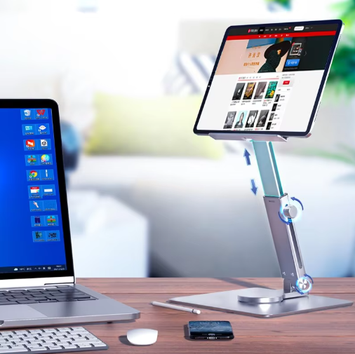 360° Roterende Aluminium Tabletstandaard – Opvouwbaar en Verstelbaar Bureauhouder