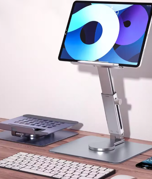 360° Roterende Aluminium Tabletstandaard – Opvouwbaar en Verstelbaar Bureauhouder