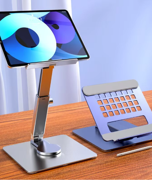 360° Roterende Aluminium Tabletstandaard – Opvouwbaar en Verstelbaar Bureauhouder